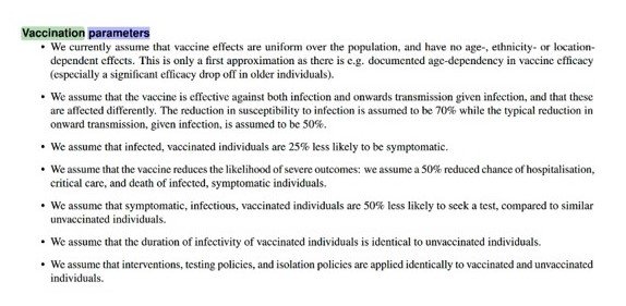 Pandemic Vaccination parameters