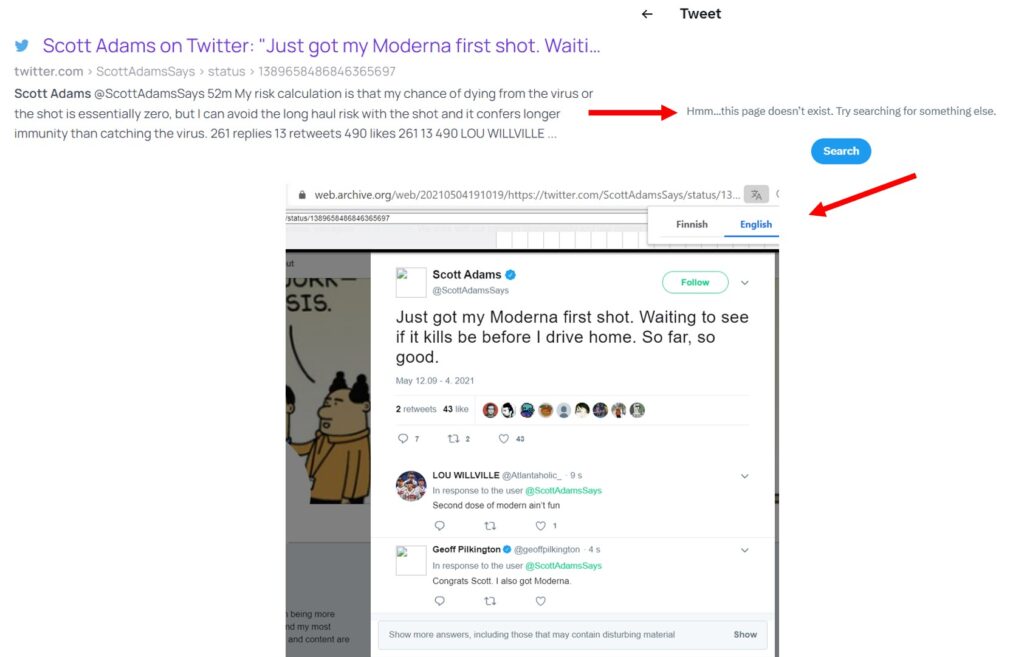 Scott Adams Tweets missing