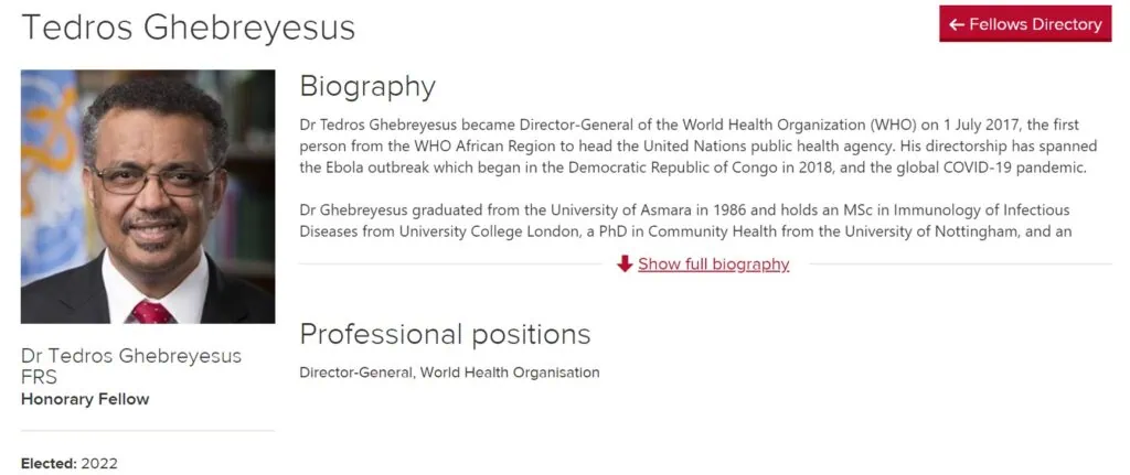Royal Society Tedros