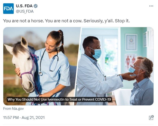 Ivermectin Narrative FDA Tweet