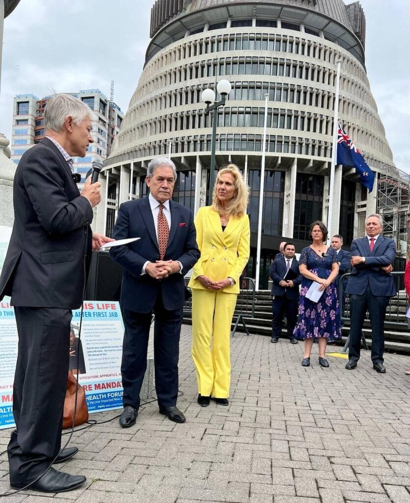 Dr Matt Shelton ready to hand over the letter before a crowd of approximately 150 people including members of the NZDSOS team who travelled from around the country to be at the event.