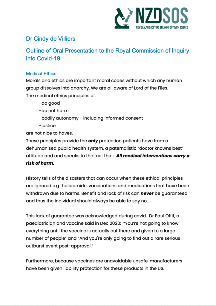 Dr Cindy de Villiers: Medical Ethics Presentation Outline – NZ Doctors ...